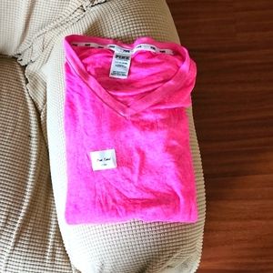 Victoria secret pink v neck distressed pink t-shirt
